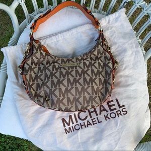 Michael Kors • orange leather MK logo bag